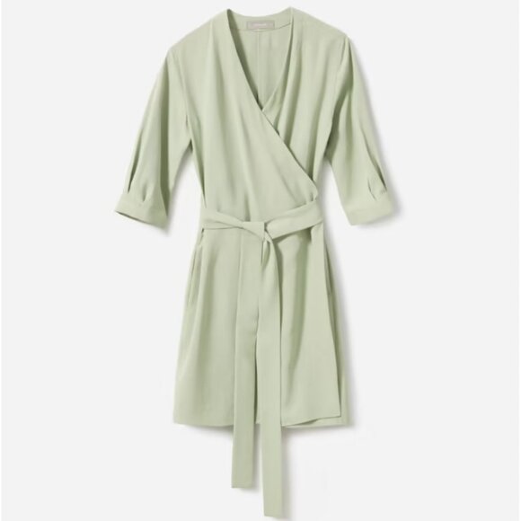 Everlane The Japanese GoWeave Long-Sleeve Mini Wrap Dress in Mint Womens 4/ NWOT - Picture 1 of 11